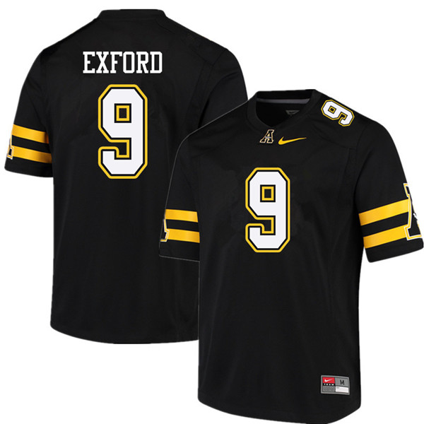 Men #9 Austin Exford Appalachian State Mountaineers College Football Jerseys Sale-Black